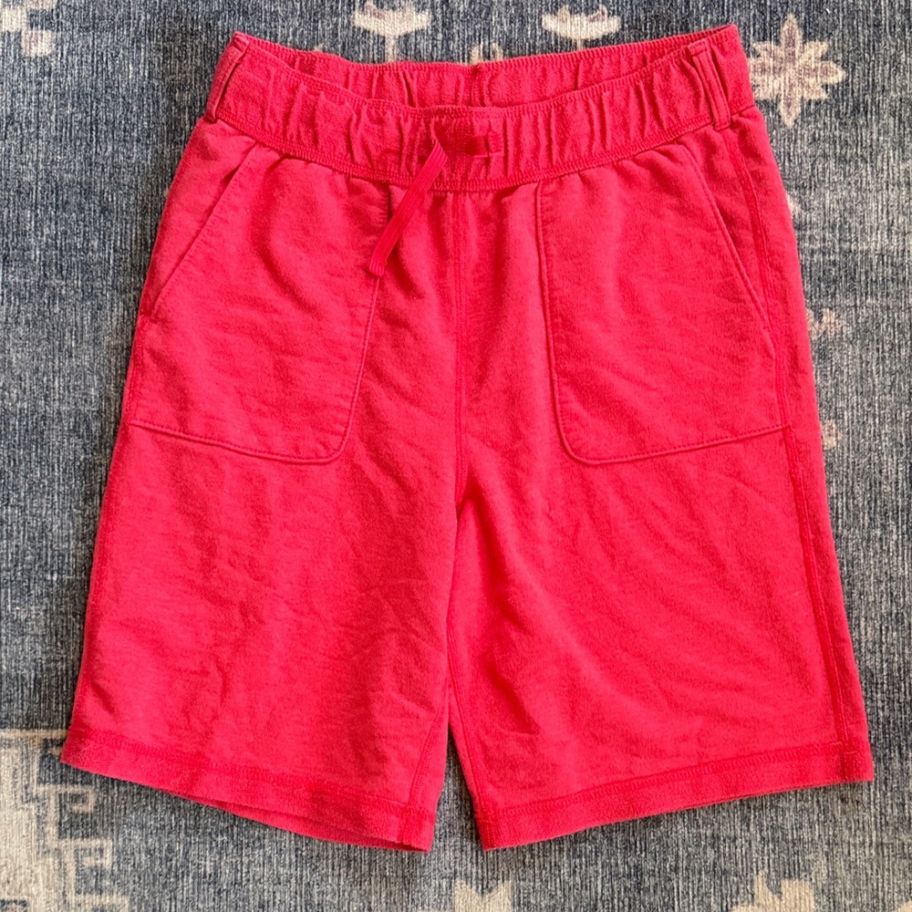 Casual Drawstring Terry Shorts in Bright Red